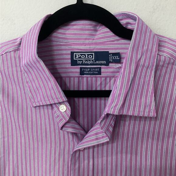 Ralph Lauren Men’s NWT XXL Button Down Purple, Blue & White Shirt - Picture 2 of 4